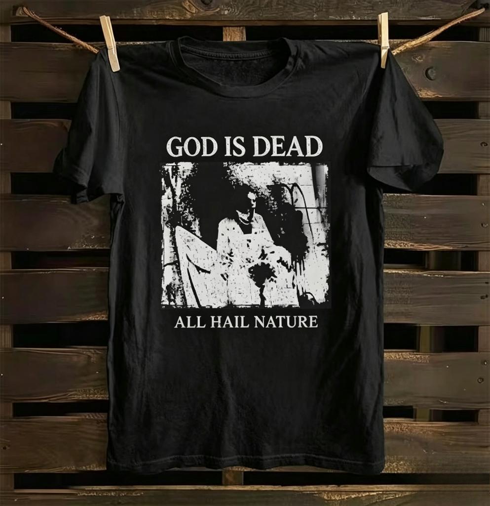 God Is Dead Graphic Tee Nihilistic Misanthropic Horror Aesthetic Oversized Short Sleeve Cotton Unisex Tshirt Multisize