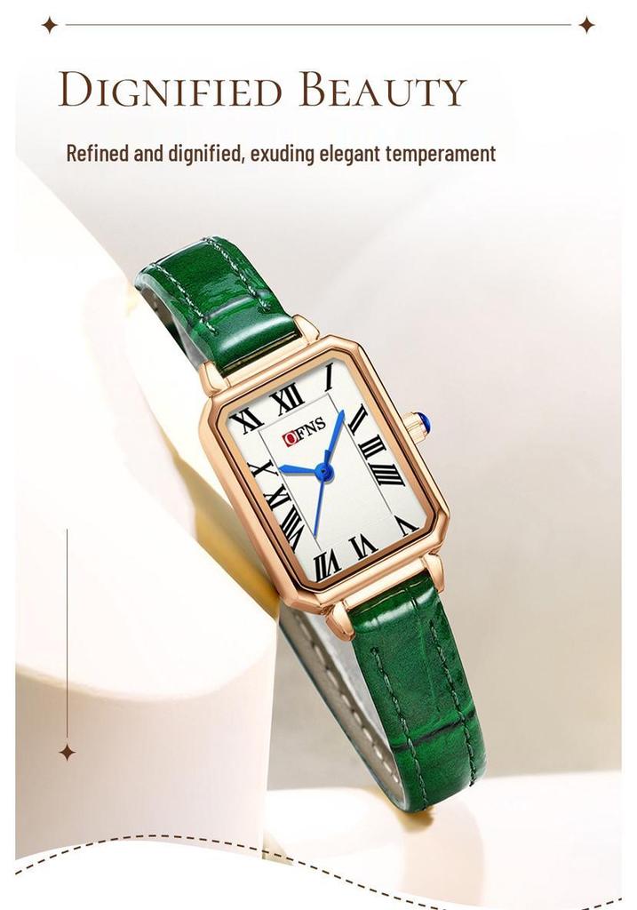 OFNS Women's Retro Roman Numeral Quartz Watch - Square Waterproof Wristwatch for Female Students
