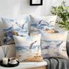 1pcs/4pcs Watercolor Seagull Coast Cushions Pillowcase Polyester Cushion Cover Throw Pillow Pillowcover Home Car Sofa Decor