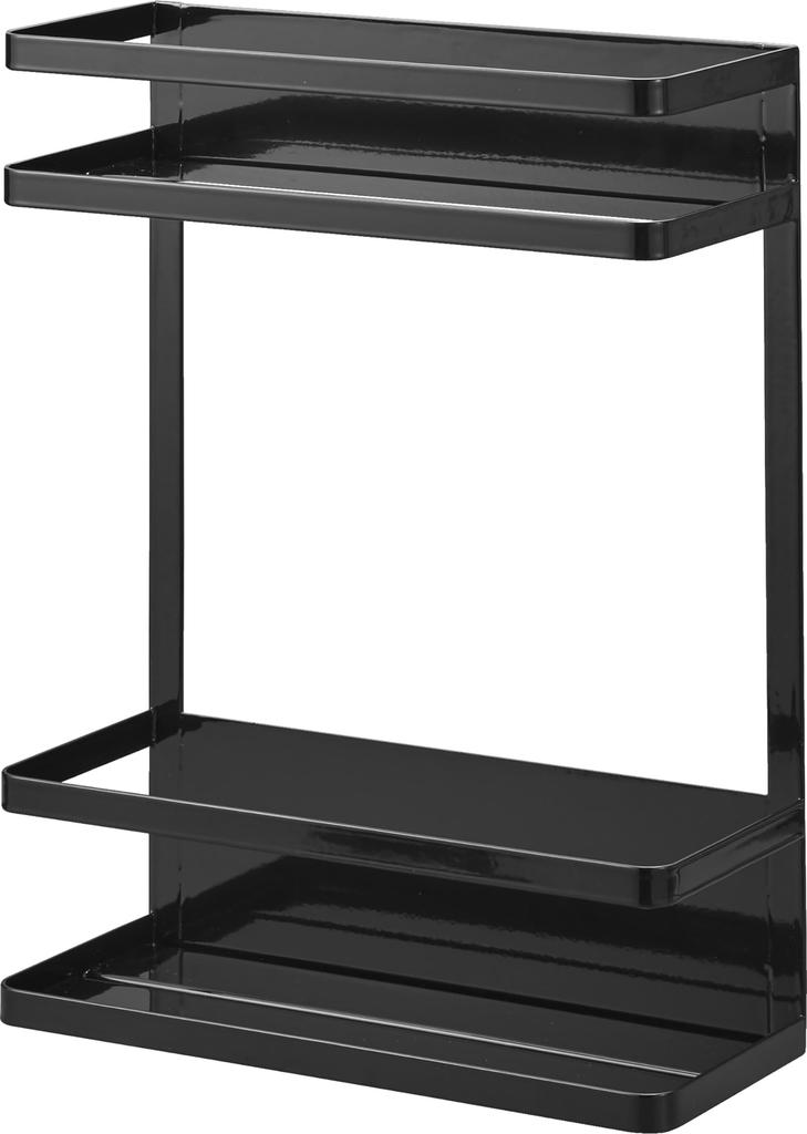 Yamazaki Tower Laundry Rack, 2-Tier Magnetic Storage Rack for Next To Washing Machine, Black, W28 X D11.5 X H40cm, Large Capacity, Holds Refills,