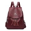 High Quality Leather Women's Backpack Purses with Tassel  Luxury Brand School Sac Lady Bookbag Teenage Girls Fashion Mochila