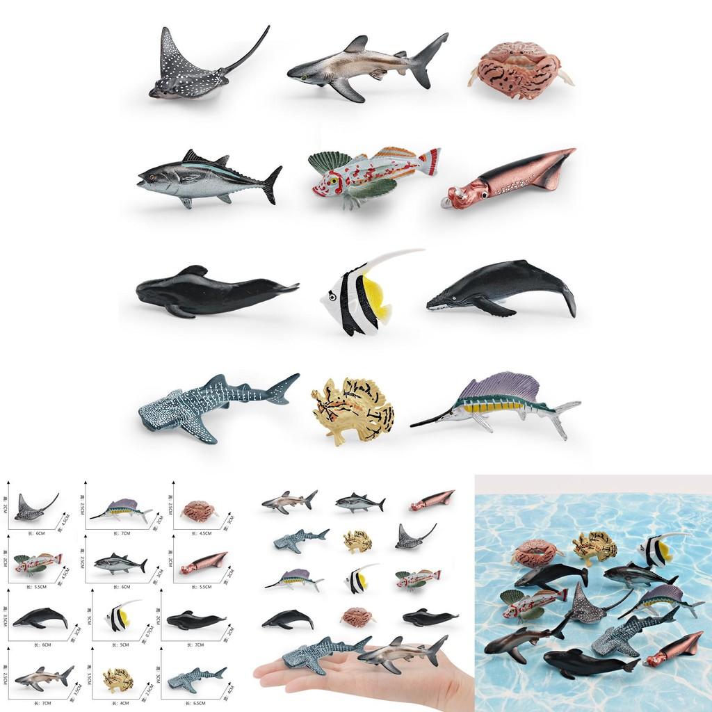Set di Ornamenti da Tavolo Modelli di Razza di Profondità Simulati, Granchio, Calamaro, Orca, Squalo per Decorazione Stanza dei Giochi Educativa per Bambini