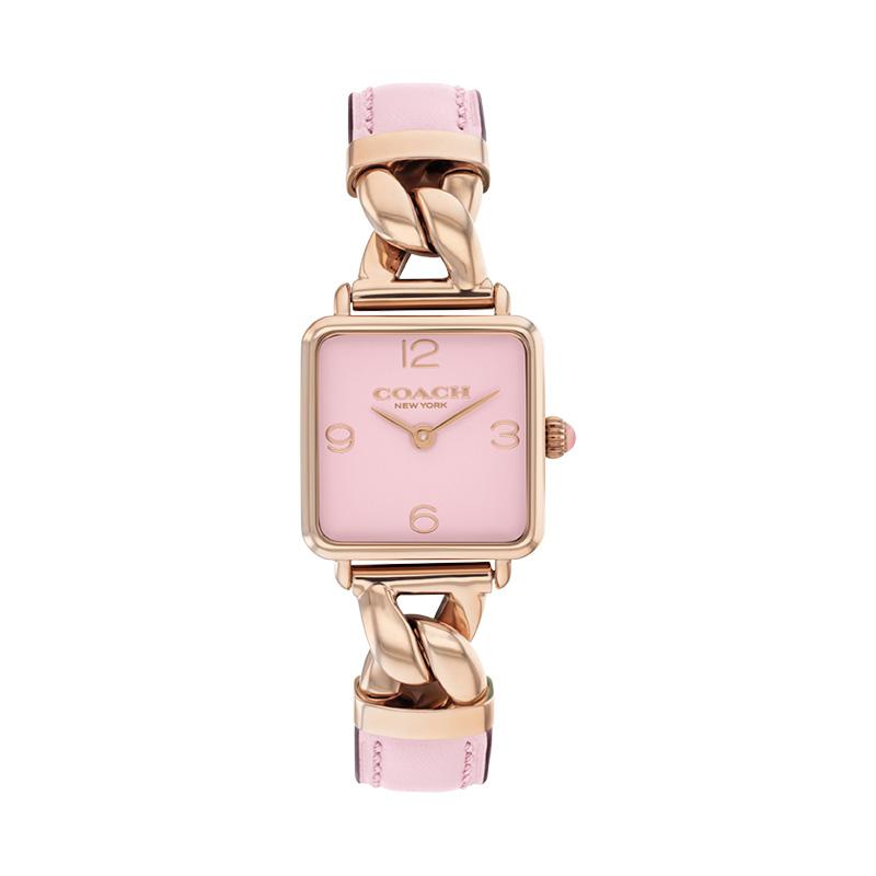 Coach Cass Quartz Watch Stainless Steel Leather Strap Pink Dial 30 Meters Water Resistant Women watches 14504357 Pink Watch Dial
