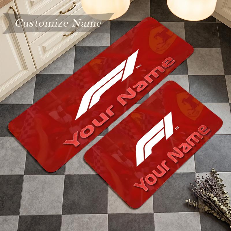 Formula 1 (41) Custom Name Flannel Mat Anti-Slip Kitchen Floor Rug for Home Kitchen Decor Gift