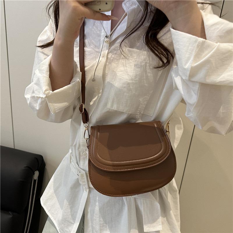 Summer Simple Solid Color Small Bag Women's Bag New Trendy Fashion Retro Casual Messenger Bag Shoulder Bag