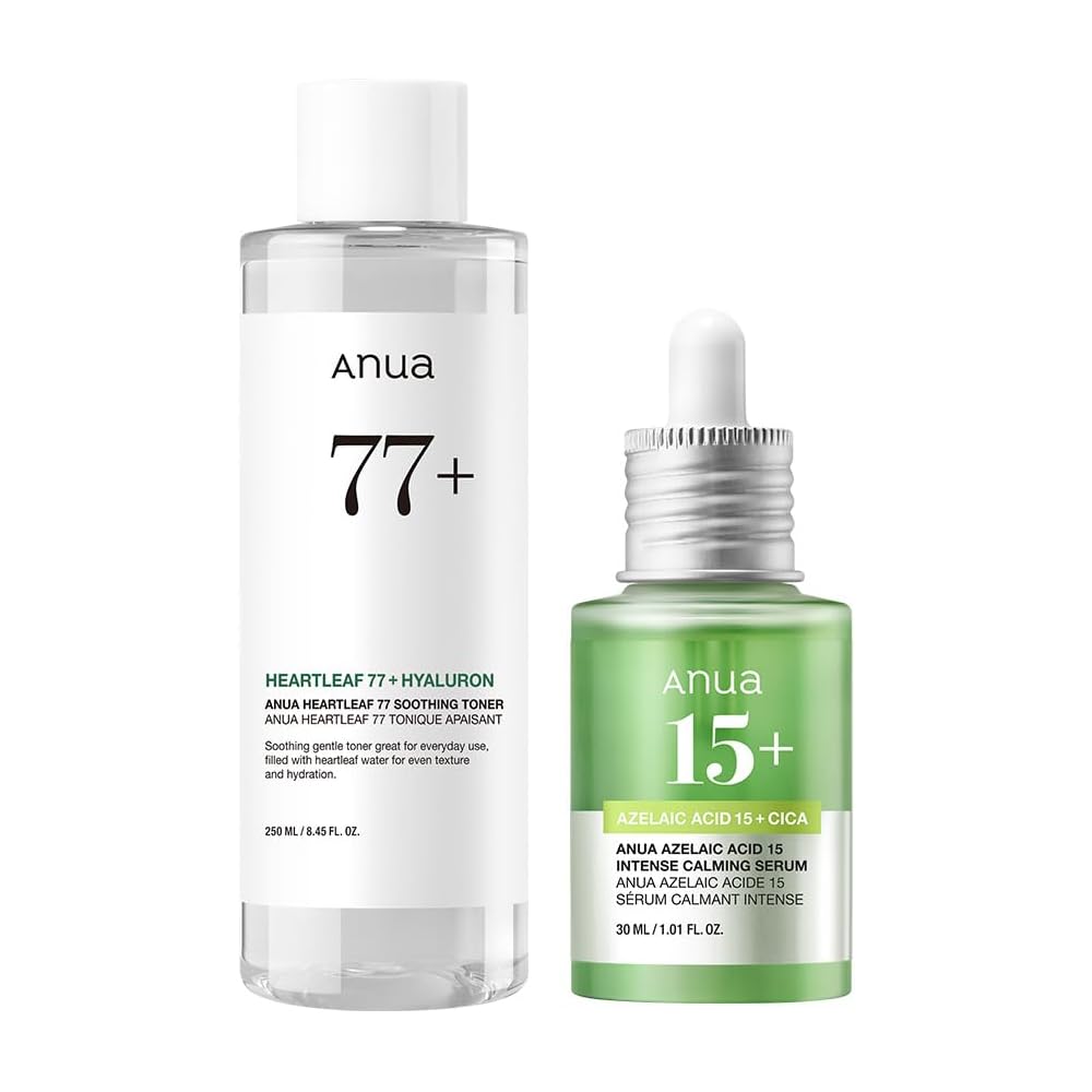 

Anua 77 Soothing Toner 250ml + Azelaic Acid 15 Intense Calming Serum 30ml 2-Step Set for Oily and Combination Skin