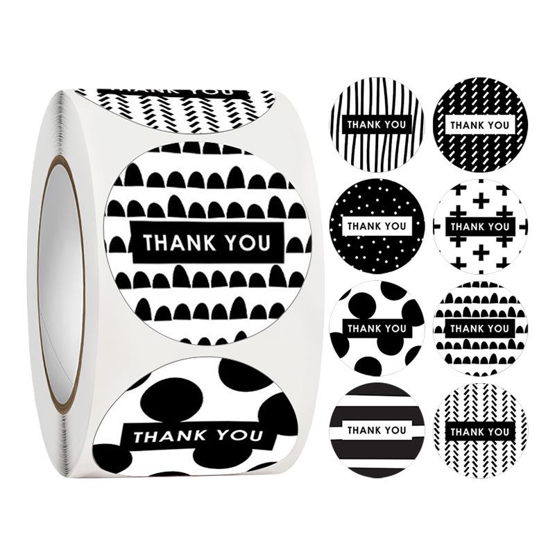 500-Roll 3.8cm Floral Thank You Stickers: Round Adhesive Labels for Gift Wrapping & Sealing