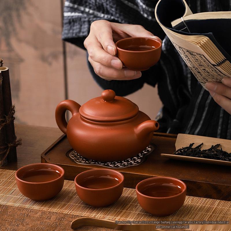 Classic Antique Style Red Clay Zisha Teapot for Office and Home Brewing