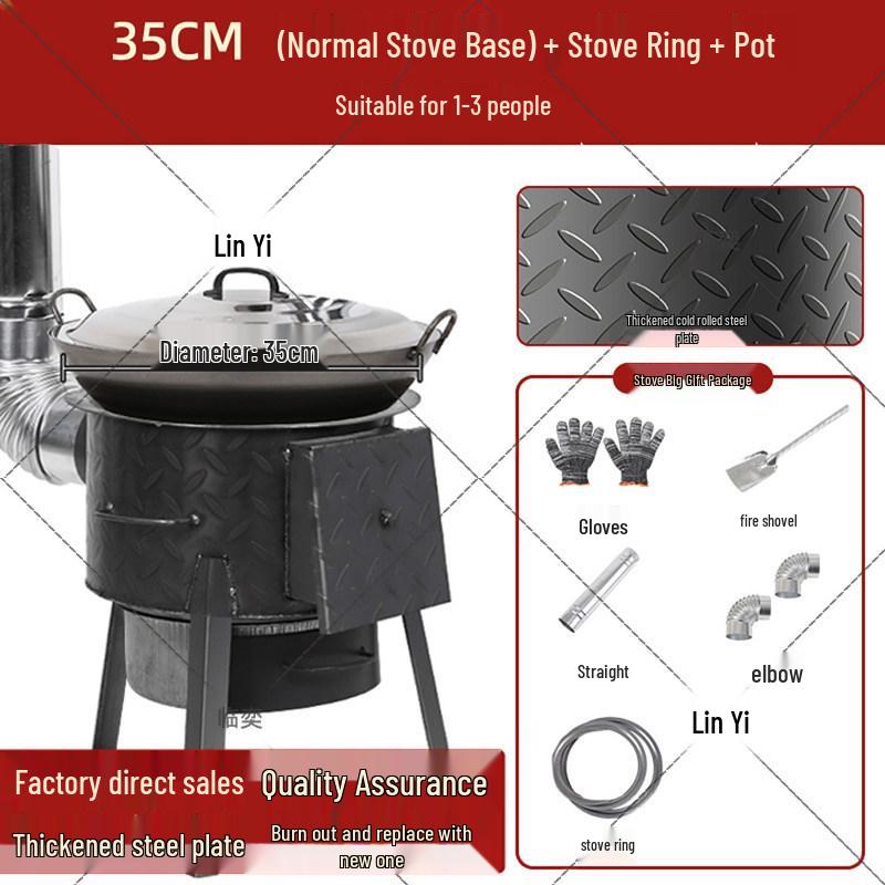 Extra Thick Patterned Steel Portable Wood-Burning Stove for Home & Outdoor Use