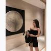 Birthday party skirt high-end black tube top temperament socialite party party fur collar dress