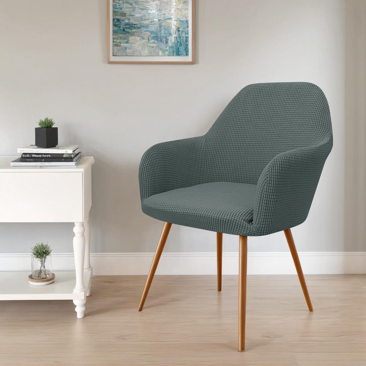 Housse de Fauteuil Haut en Polaire Stretch Spandex Housse de Chaise de Salle à Manger Élastique Amovible Protection de Siège Housse pour Salon Regular