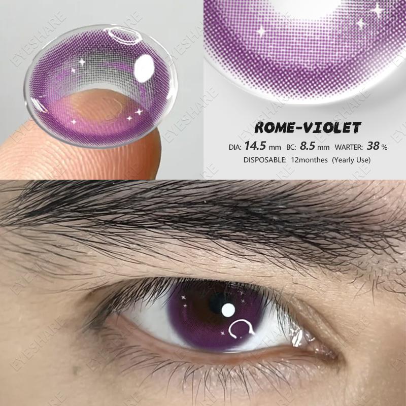 Eyeshare 1 Pair of Brand New Fashion Colored Contact Lenses Blue Glasses Lenses Green Beauty Lenses Brown Glasses Lenses Color Makeup Purple Lenses