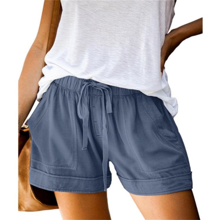 Plus Size Women's Casual Loose Shorts Pants with Elastic Waist Drawstring and Pockets