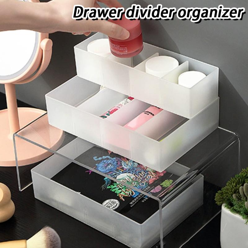 Japanese-Style Multi-Compartment Drawer Organizer With Transparent Tabletop Combinable