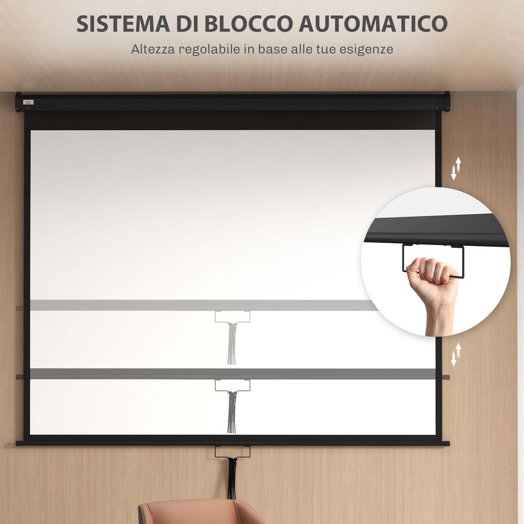 Projector Screen 100" Adjustable with Ceiling and Wall Mounting, 4:3 Format, 203x152cm, White and Black