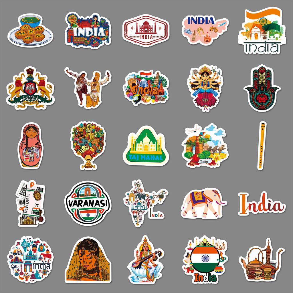 50 Indian Graffiti Stickers Personalized Outdoor Travel India Landscape Landmark Building Suitcase Stickers