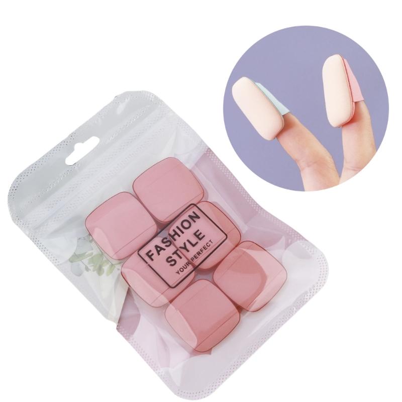 6 Pieces Mini Finger Powder Puff Sponges Face Cosmetic Accesories For Blending And Concealer Square Makeup Tool