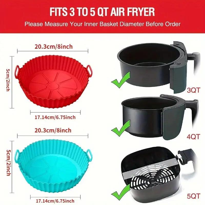 Silicone Air Fryer Pot Tray Food Safe Reusable Round BBQ Barbecue Pad Plate Airfryer Oven Baking Mold Basket Pan for Kitchen