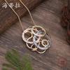 New Enamel Color Hollow Geometric Round Exaggerated Pendant, Personalized Ring Women's Versatile Necklace