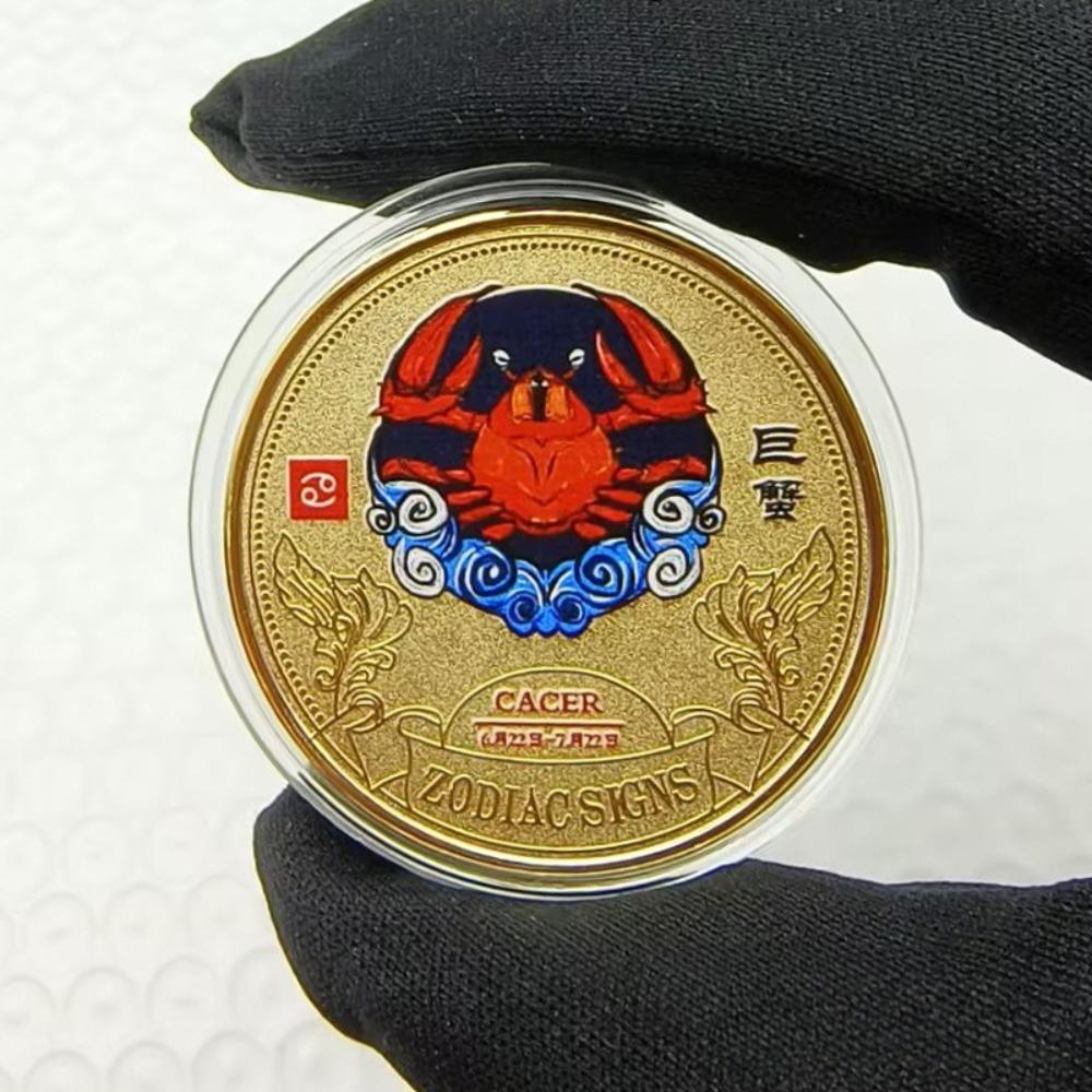 Twelve Zodiac Signs, Colored Coins, Metal Crafts, Lucky Coins, European and American Coins, Collecting, Playing with Coins, 12 Zodiac Signs Coins