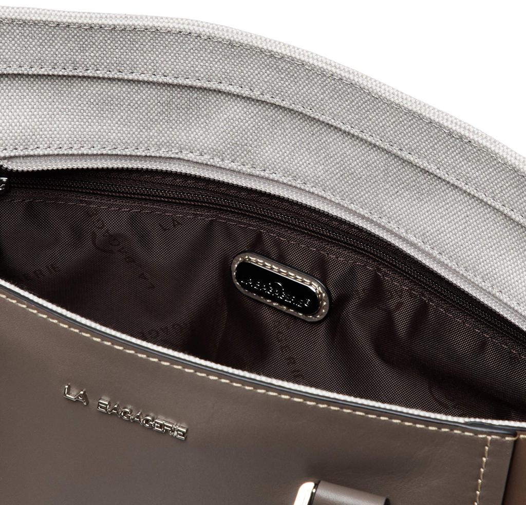 Leather x Cotton Canvas Different Materials Combination 2way Tote Greige [Rabaga Jerry] B01-05-01