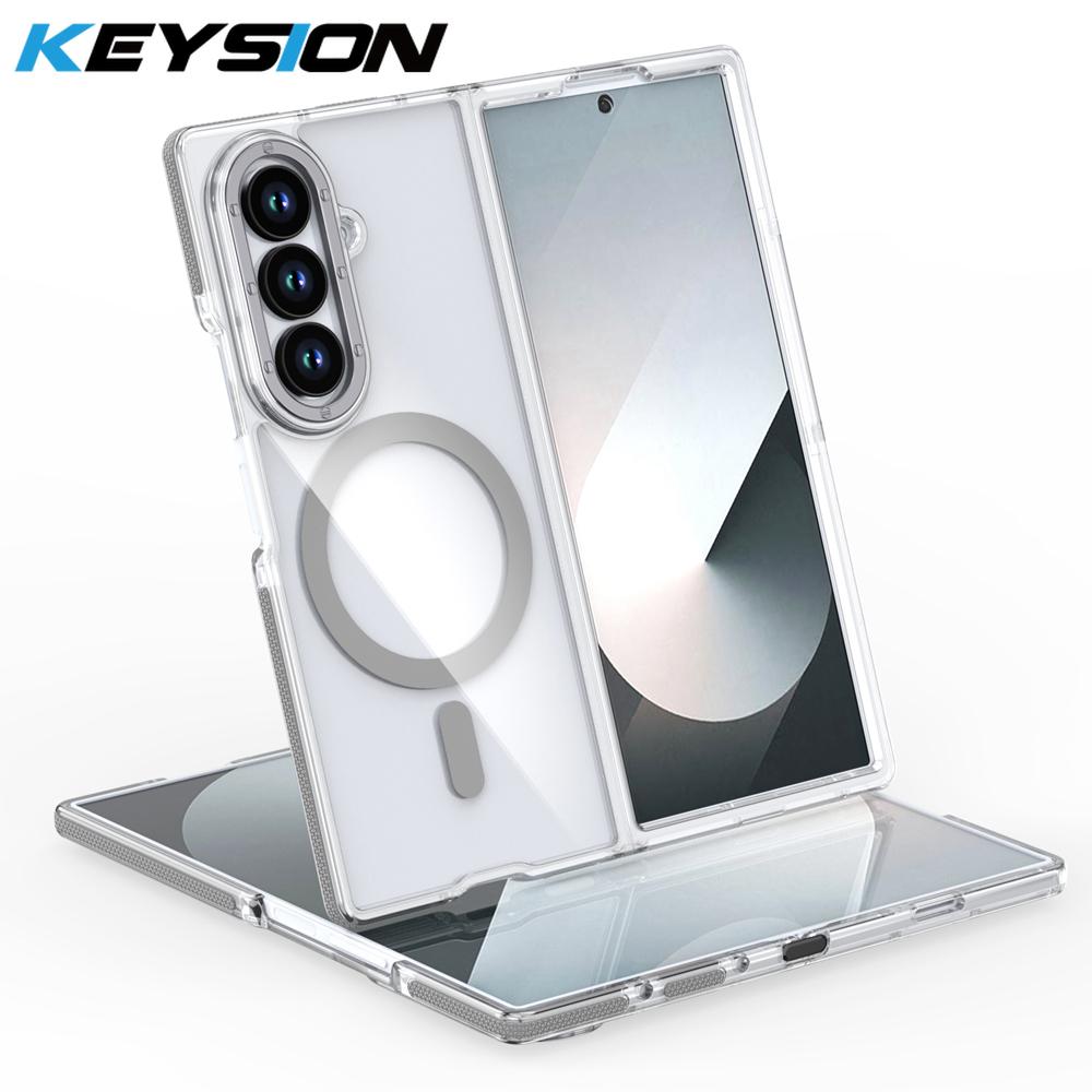 KEYSION Transparent Magnetic Case for MagSafe for Samsung Z Fold 7 6 5G Clear Shockproof Phone Back Cover for Galaxy Z Fold 6 7