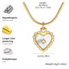Chic Zircon Shell Heart Necklace for Women Stainless Steel Round Snake Chain Pendant Necklaces Valentine's Jewelry Gifts