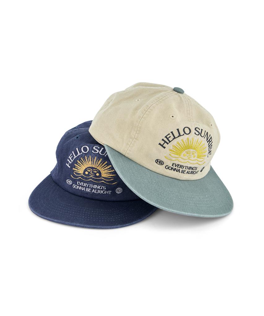 HELLO SUNRISE Washed Two Tone Arch Logo 6Panel Cap_Beige & Khaki