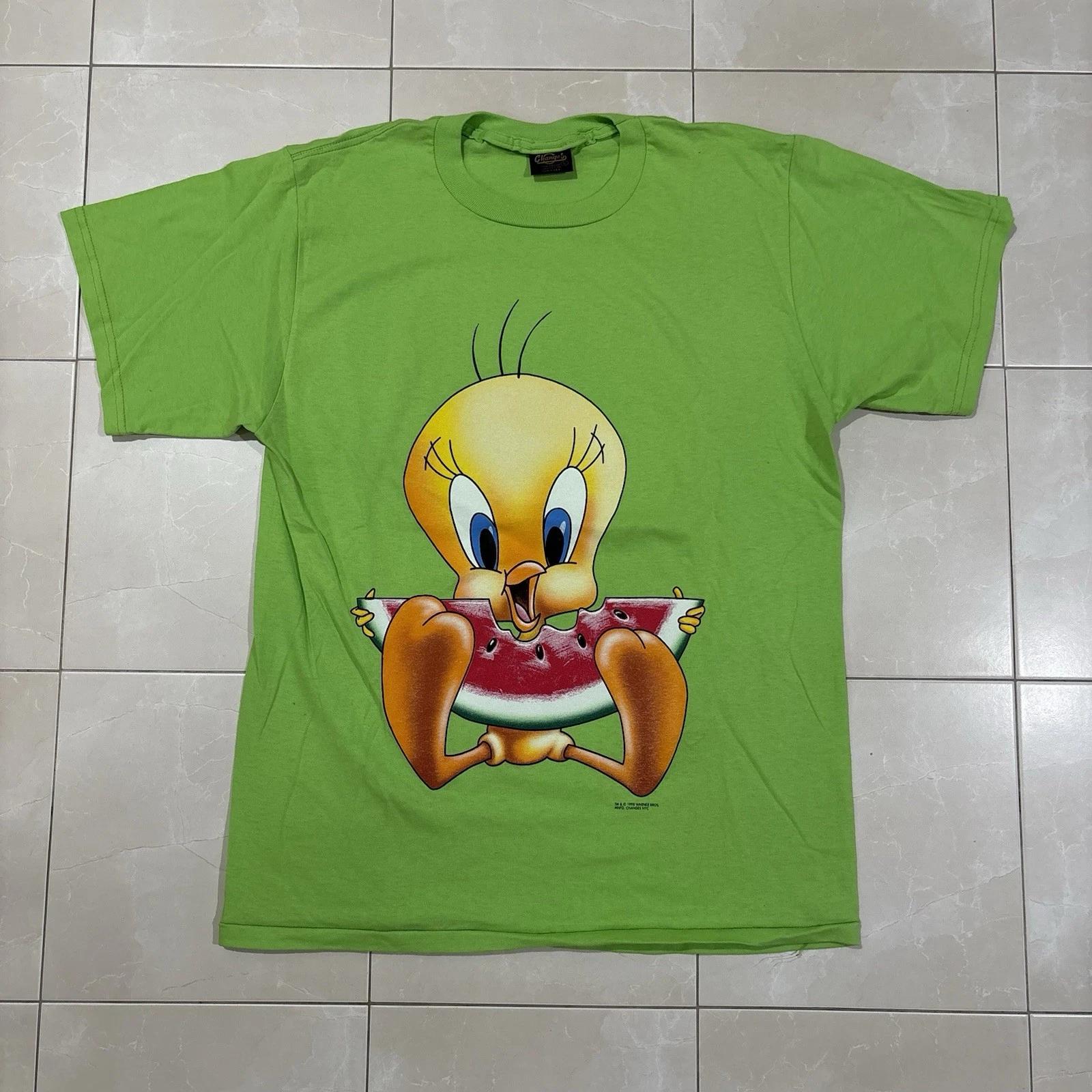 

Vintage Tweety Bird T Shirt Watermelon Break Through Men’s Large USA Green Bugs L