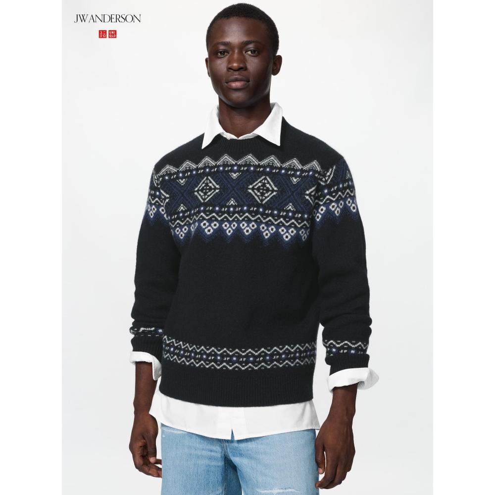 Uniqlo Lambswool Fair Isle Crew Neck Sweater