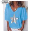 Women's Fashion Casual Short Sleeve V Neck Blouses & Shirts