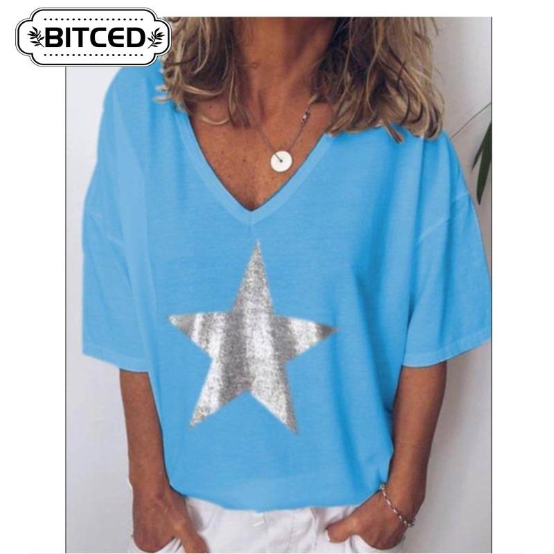 BITCED Women's Fashion Casual Short Sleeve V Neck Blouses & Shirts