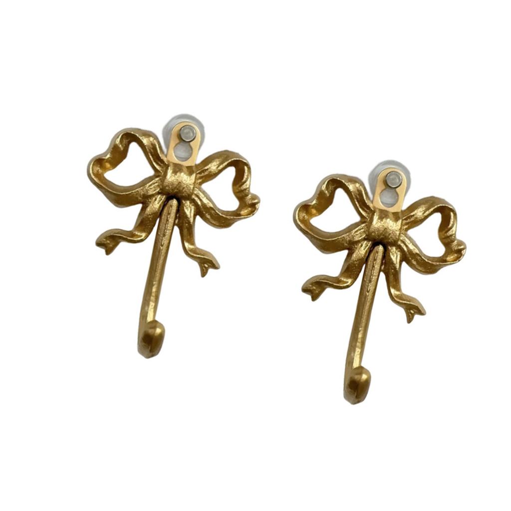 2Pcs Vintage Iron Bowknot Hook Metal Decorative Wall Hook Rustproof Bathroom Hanger for Towel Coat Key Organizer