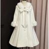 Zimowy Słodki Modny Jednolity Długi Płaszcz Damski Design Kawaii Kok Długi Rękaw Płaszcz Damski Uroczy Lolita Ciepły Płaszcz
