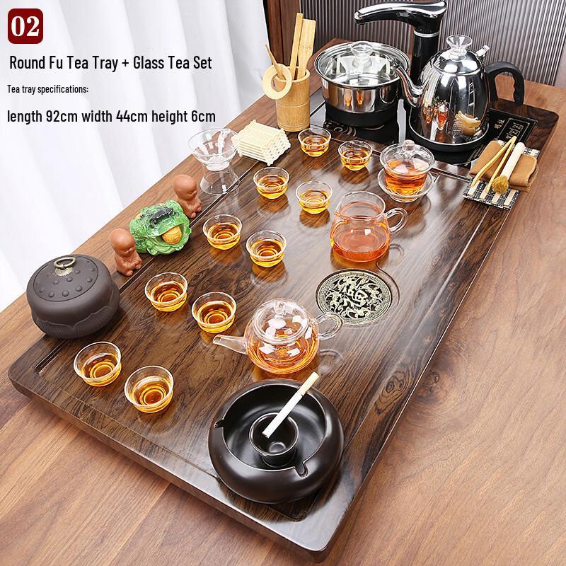 Automatic Glass Tea Set with Ceramic Tray