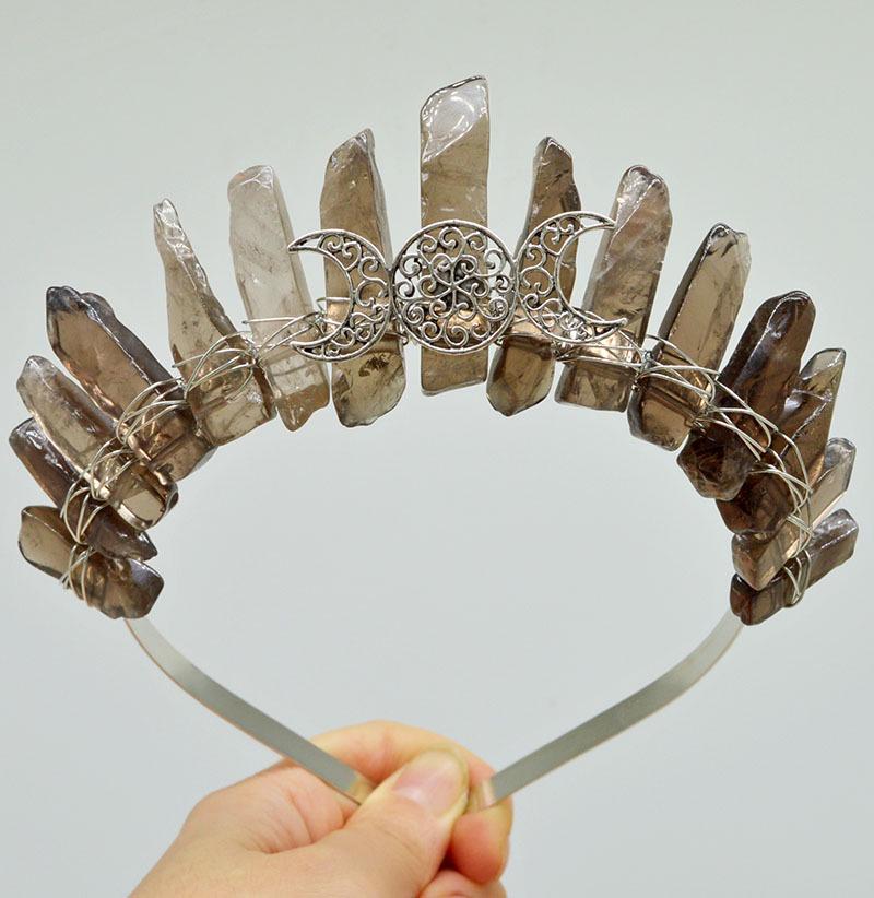 Citrine Witch Moon Crown Hairband - Halloween Hair Accessory