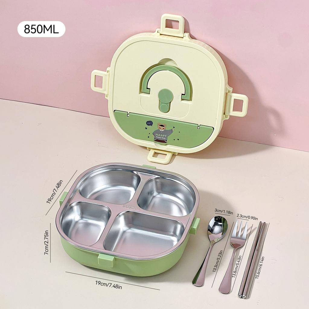 WORTHBUY 4/5 Compartment Portable Bento Lunch Box Microwave Safe Sealed 304 Stainless Steel Lunch Container Set For Kids Student
