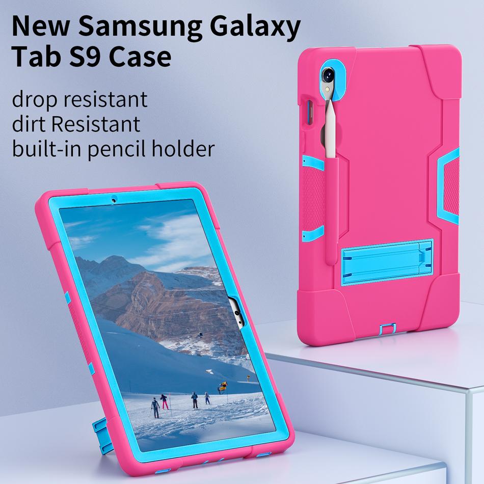 For Samsung Tab Case S10 Lite S9 FE A11 A9 8.7inch Plus A7 Lite A9+ A11+ 11 Inch Stand Tablet Case Thick Shockproof Hard Cover