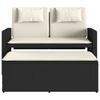 Vidaxl Folding Garden Bench With Cushions, Black, Poly Rattan