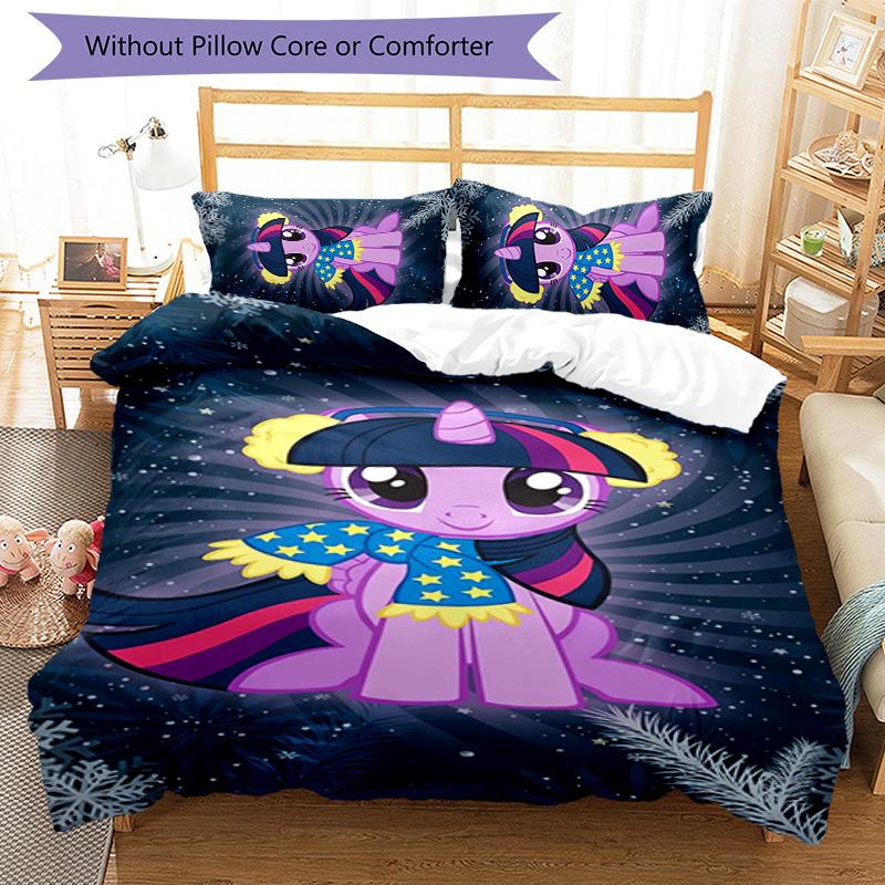 Twilight Sparkle 3pcs Bedding Set Duvet Cover Closure Includes 1 Duvet Cover & 2 Pillowcases for All Seasons Bedroom Home Dorm Decor