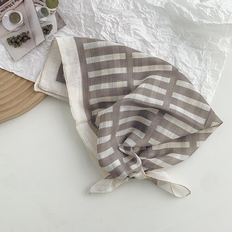 Silk scarf neck small square scarf spring and summer new floral polka dot small scarf literary headscarf headband bag strap
