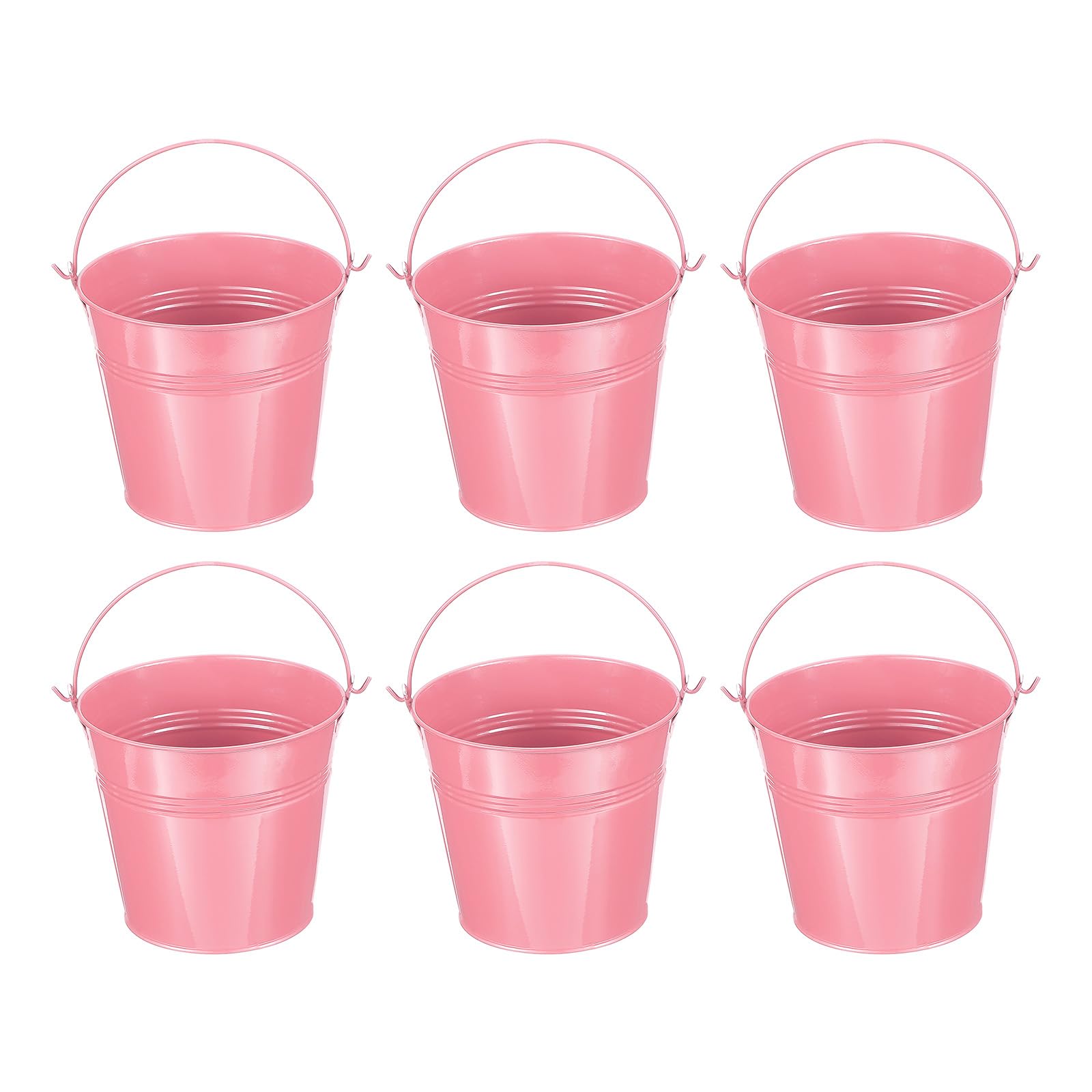 

PATIKIL x Маленькие металлические ведерки с набором из 6 мини-оцинкованных ведер для вечеринки, розовые, 5,1 , 4,7 , с ручками, для рукоделия, сувениров, украшений,
