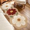 Covor Decorativ pentru Living cu Model Floral Formă Neregulară Covoraș de Podea Lângă Pat Covoare Groase din Pluș pentru Dormitor Casă Covor Pufoșel Moale