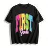 Colorful First Grade Graphic Tee Casual Top For Kids Adults Pure Cotton T-shirt