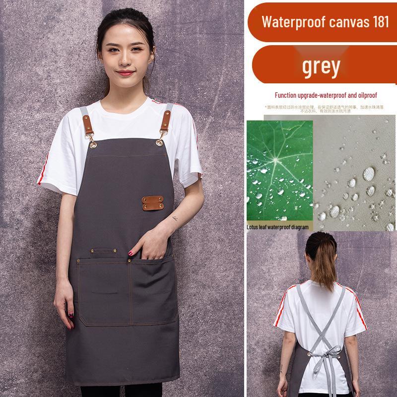 Waterproof Cross-Back Canvas Apron: Oil-Proof, Dirt-Resistant Kitchen & Catering Workwear
