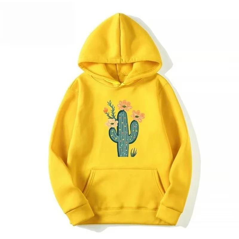 Mexican Japanese Cactus Pattern Printed Women's Sportswear Fashionable and Warm 2D Hooded Casual Hoodie Women's Wear