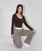 BORN SLIPPY Crystal Cross Layered Long Sleeve Tee (Brown)