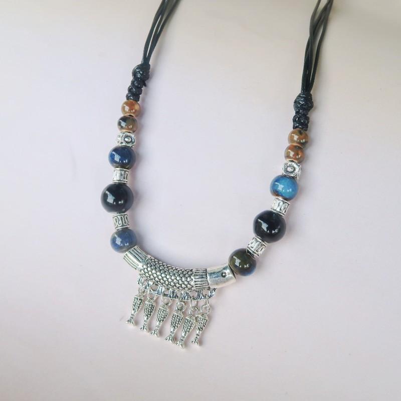 Concubine Butterfly Ethnic Style Ceramic Long Sweater Chain Female Antique Pendant Retro Chinese Style Butterfly Necklace