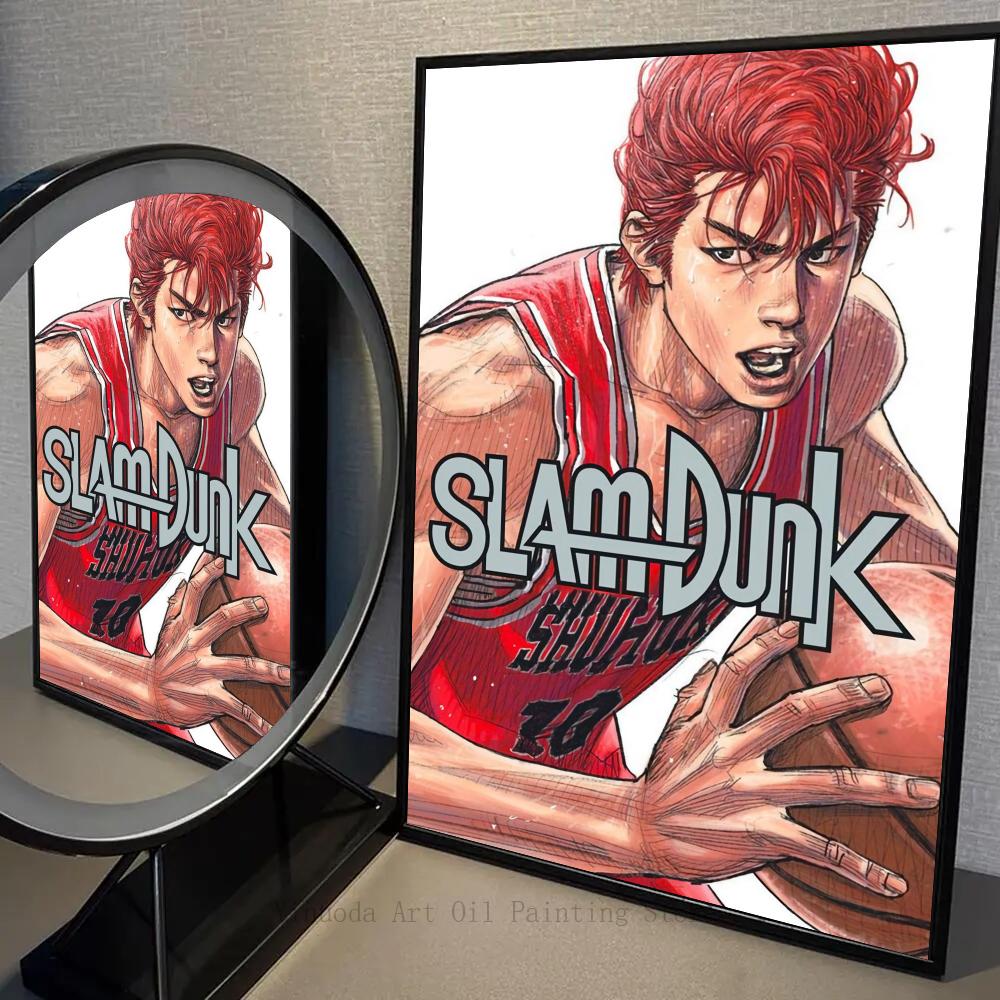 1PC Anime Slam Dunk Poster Film Vintage Japan Poster Self-adhesive Art Waterproof Paper Sticker Coffee House Bar Room Wall Decor