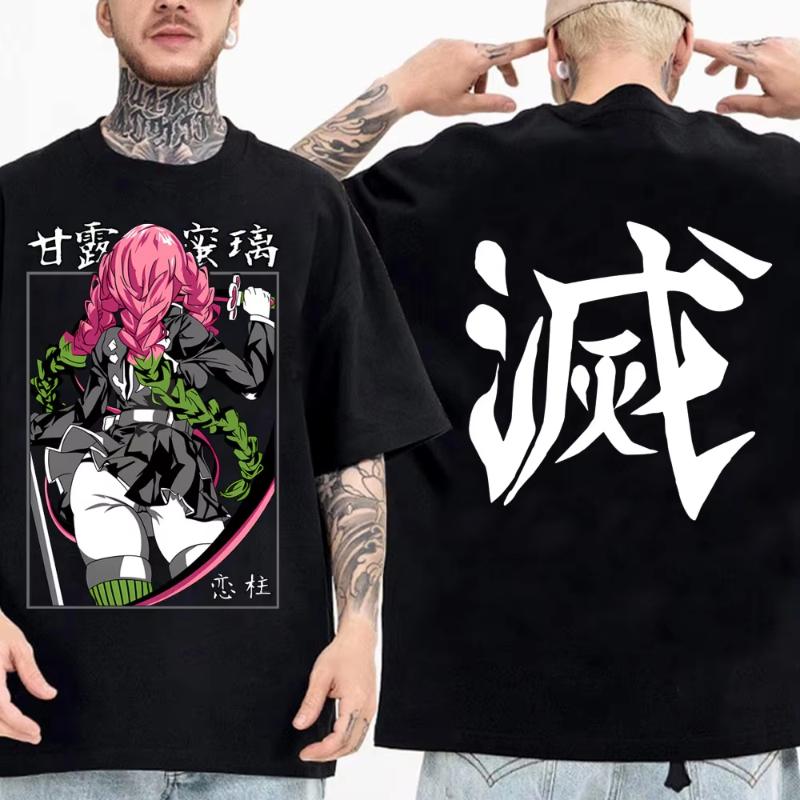 Japanese Anime Shirt Demon Slayer Infinity Castle T Shirt Men Cartoon Kimetsu No Yaiba High Quality Cotton Streetwear Clothes